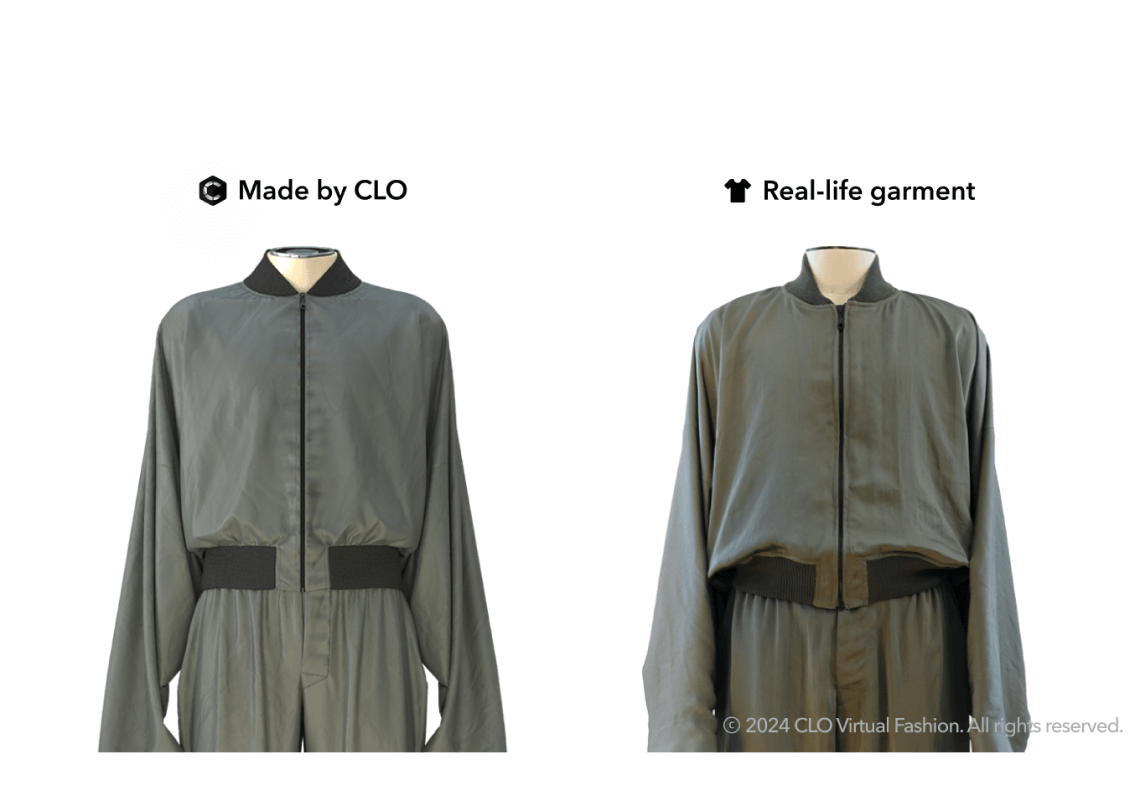 Comparison between a real-life garment and a digital twin made by CLO